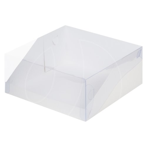 Коробка для торта с прозрачной крышкой белая 23,5х23,5х10 см 021101
