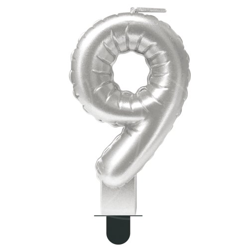 Свеча декоративная Цифра "9" Шар Серебро 622096-9	