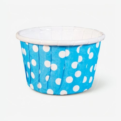 Капсула бумажная с подворотом Голубая в белый горошек D50 H40 10 шт Б-22