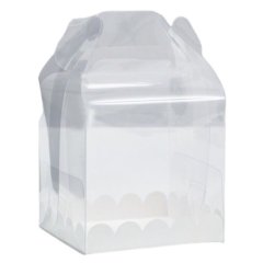 Коробка для бенто-торта с ручкой прозрачная 16х16х18 см 9050678