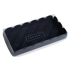 Коробка для сладостей с прозрачной крышкой "Подарок" 21х10,5х3 см 4711914