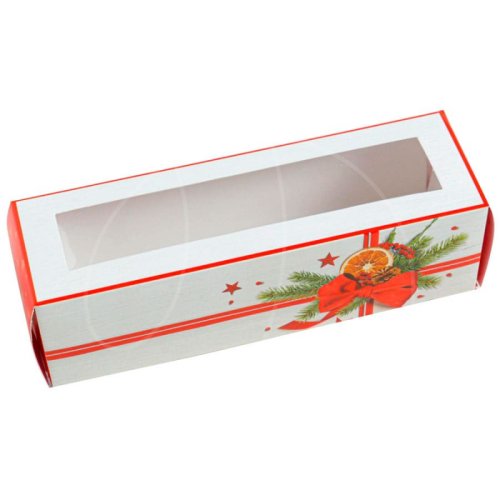 Коробка для макарон с окном "Новый Год!" 18х5,5х5,5 см 5118098