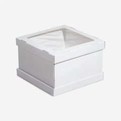 Коробка для торта с окном белая 28х28х20 см ForG STRONG I W W 280*280*200 S