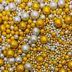 Посыпка кондитерская из дутого риса жемчуг "Серебряно-золотой микс" 50 г 708
