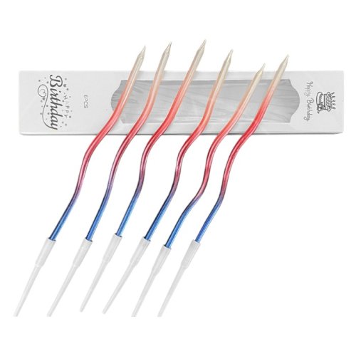 Свечи декоративные "Волна" Фиолетово-розовый градиент 6 шт Свеч-28