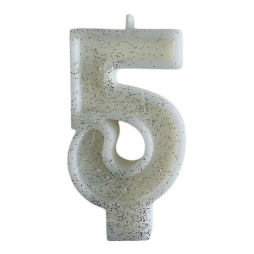 Свеча декоративная Цифра "5" Блёстки 