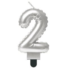 Свеча декоративная Цифра "2" Шар Серебро 622096-2	