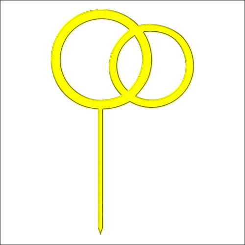 Топпер декоративный акриловый "Кольца на палочке" Золото 8х7 см ТСК137