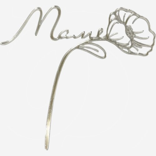 Топпер декоративный акриловый "Маме" Серебро 12х11 см 