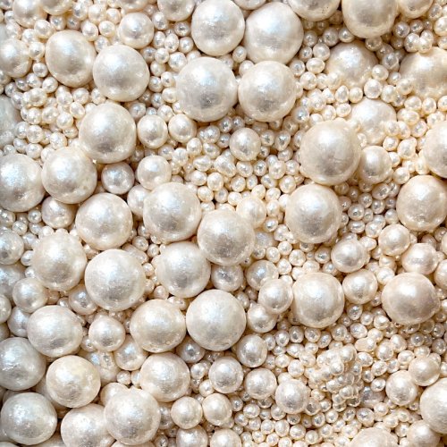 Посыпка кондитерская из дутого риса жемчуг блестящий "Белый микс" 50 г 736