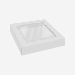 Коробка для печенья/конфет с окном белая 20х20х4 см КУ-288; 9643043    
