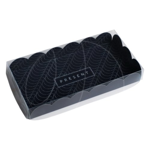 Коробка для сладостей с прозрачной крышкой "Подарок" 21х10,5х3 см 4711914