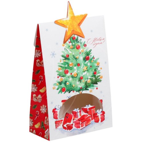 Коробка для сладостей с окном "Подарки под ёлочкой" 15х7х22 см 4310317