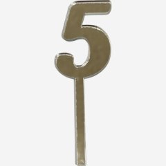 Топпер декоративный акриловый "Цифра 5" Серебро 9,5х3 см 