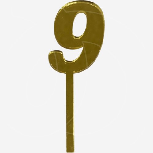Топпер декоративный акриловый "Цифра 9" Золото 9,5х3 см 