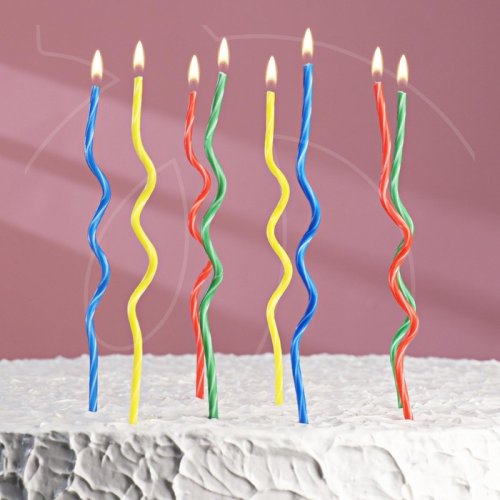 Свечи декоративные "Серпантин" Цветные 17 см 8 шт 457867
