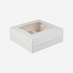 Коробка на 9 капкейков с окном белая 25х25х10 см КУ-097,00059; 7904602