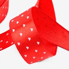 Лента для декора и упаковки атласная "Сердечки" 1,5 см 23 м 1902834