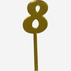 Топпер декоративный акриловый "Цифра 8" Золото 9,5х3 см 