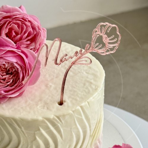 Топпер декоративный акриловый "Маме" Розовый 12х11 см 