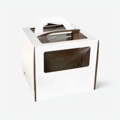 Коробка для торта с окном и ручкой белая 20х20х20 см 22020