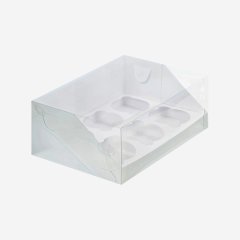 Коробка на 6 капкейков с прозрачной крышкой белая 040311 ф, 52510