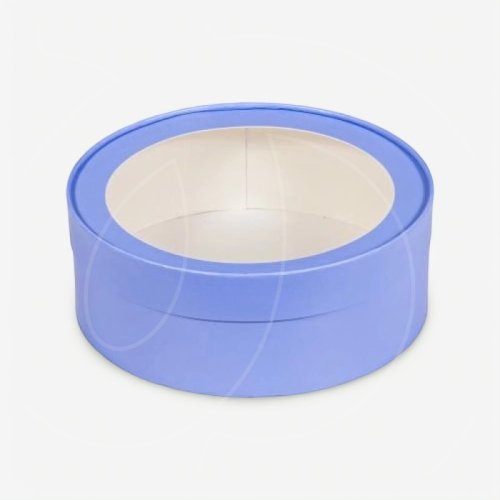 Коробка для сладостей с окном круглая лавандовая 20х7 см 70416