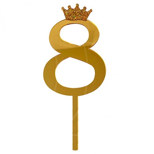 Топпер декоративный акриловый "Цифра 8" Золото 