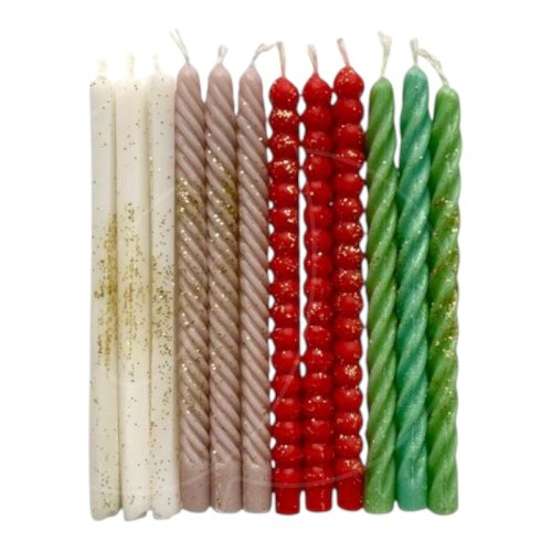 Свечи декоративные для бенто-торта Зелёный, красный, белый, бежевый 12 шт 