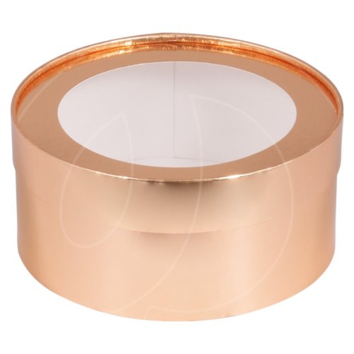 Коробка для сладостей с окном круглая золото 20х7 см 070413