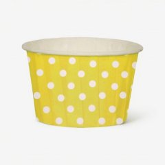 Капсула бумажная с подворотом Жёлтая в белый горошек D50 H40 10 шт Б-26