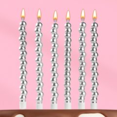 Свечи декоративные "Жемчужины серебро" 6 шт 10747861