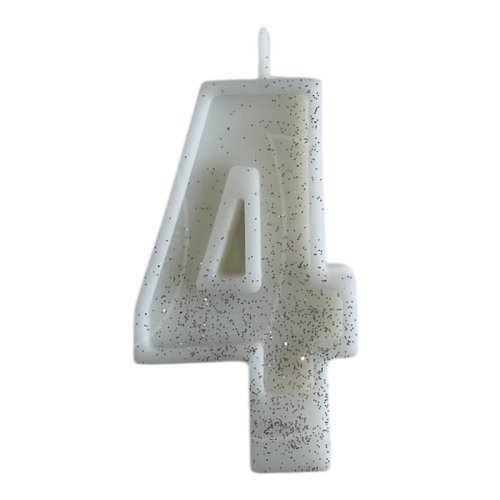 Свеча декоративная Цифра "4" Блёстки 