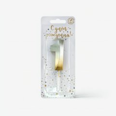 Свеча декоративная Цифра "1" Золото-Серебро 4481